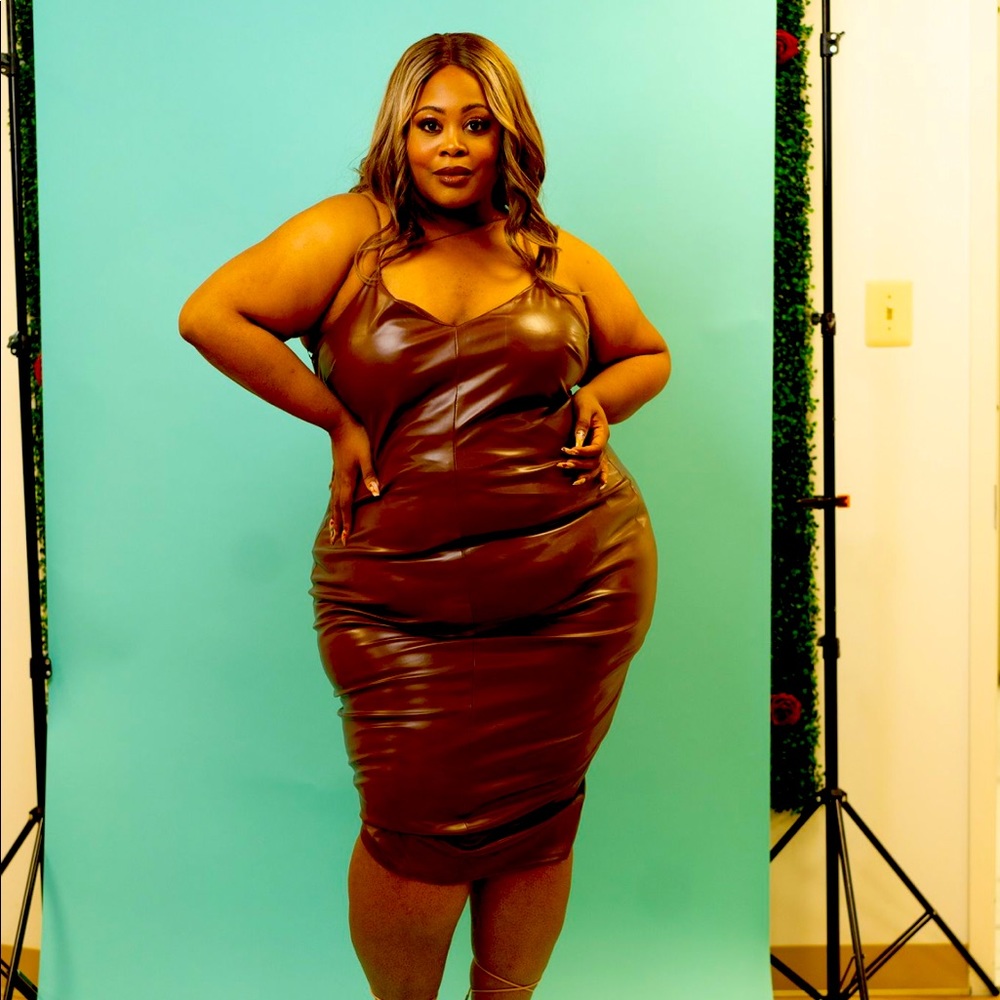 Asymmetrical Faux Leather Dress